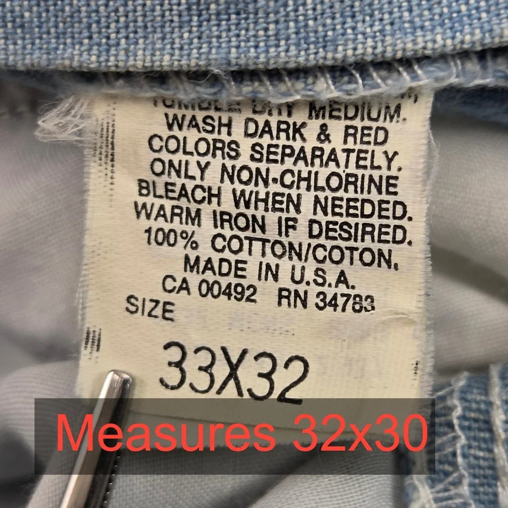 Vintage LL Bean Jeans Mens 32x30 Blue Light Wash Straight Workwear Made USA 80s